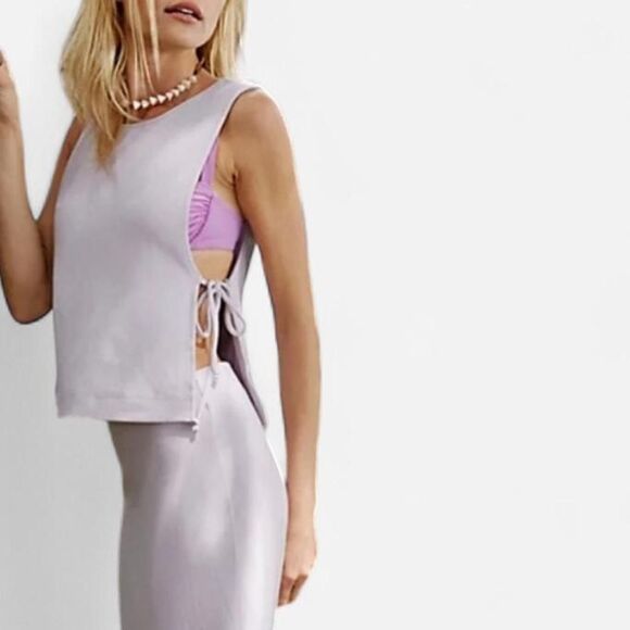 Free People Beach “Sinead” Side-Tie Muscle Tank – Coastal Cool Grey XS - Picture 5 of 7